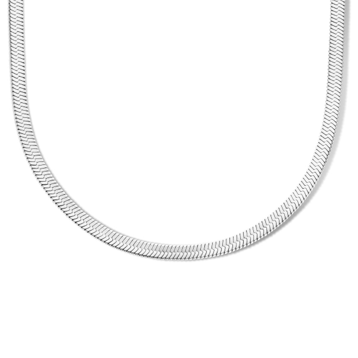 Collier aus Edelstahl mit flacher Schlange, 4,2 mm breit, Länge 42 + 4 cm