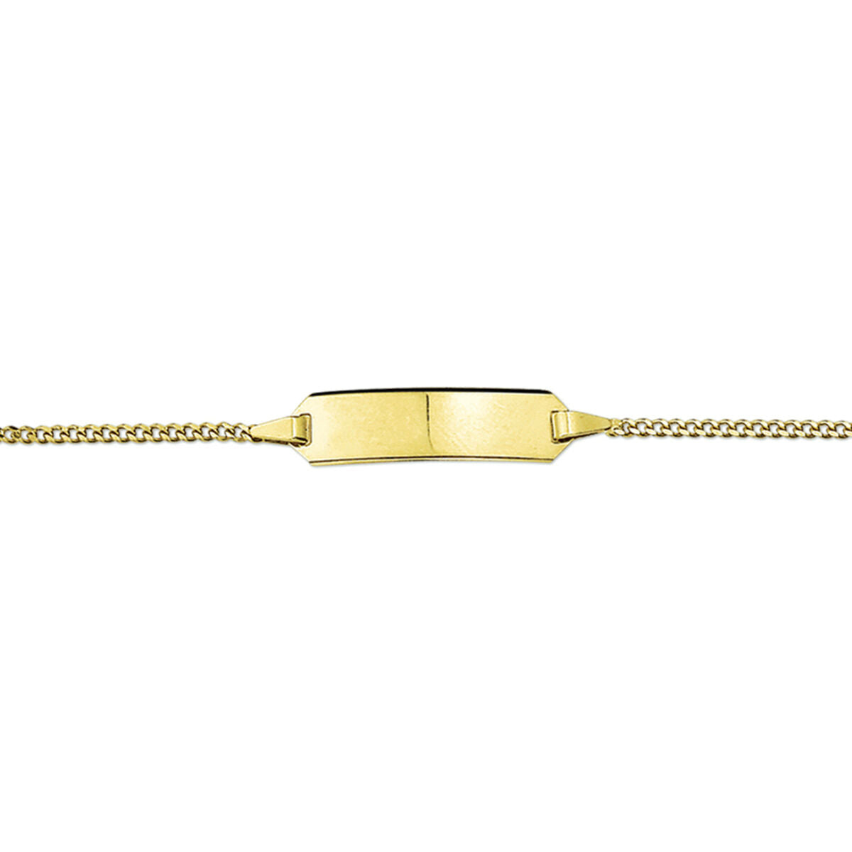 Gravierte Gourmet-Armband aus Gold mit flacher Plakette und feinem Gliederarmband