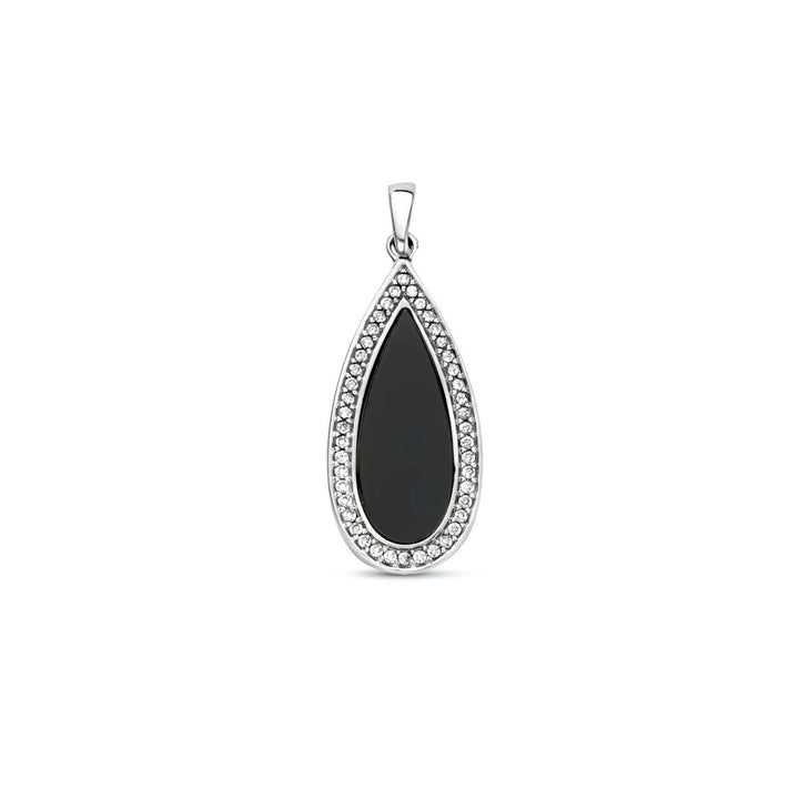 Anhänger Onyx und Zirkonia Silber rhodiniert