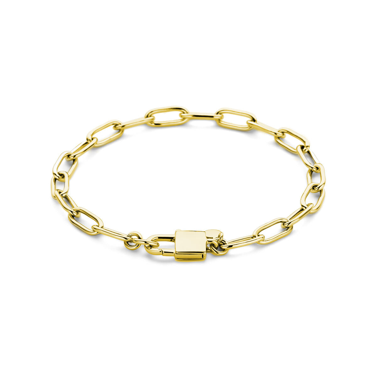Armband aus vergoldetem Silber mit Paperclip-Design und Schloss, 18 cm lang