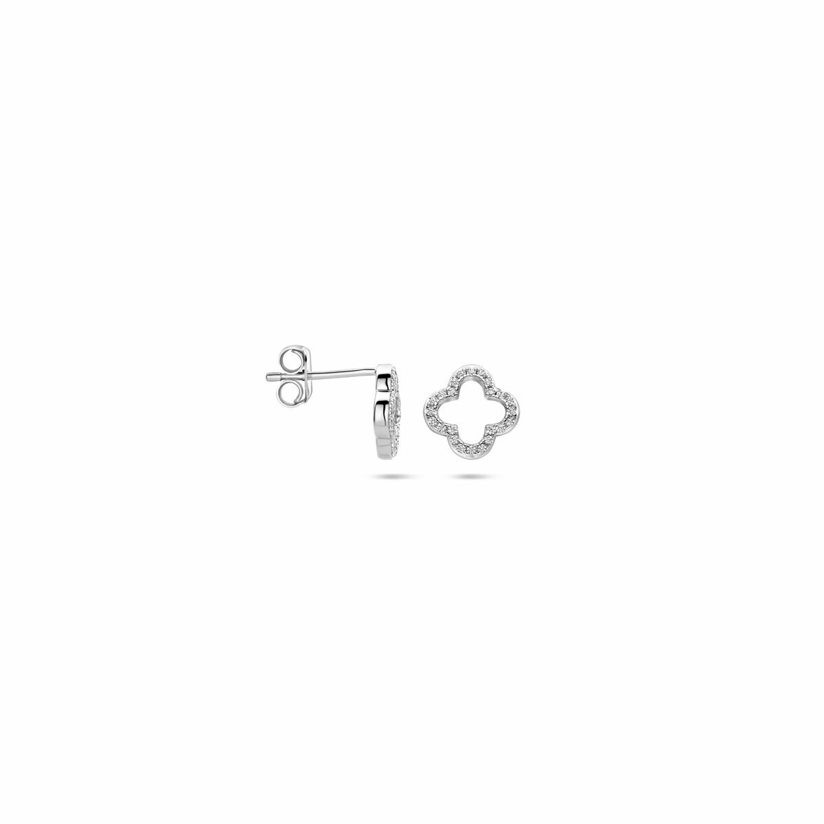Ohrstecker Blume Zirkonia 9,5 mm Silber rhodiniert