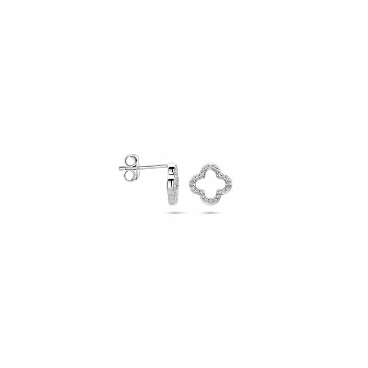 Ohrstecker Blume Zirkonia 9,5 mm Silber rhodiniert