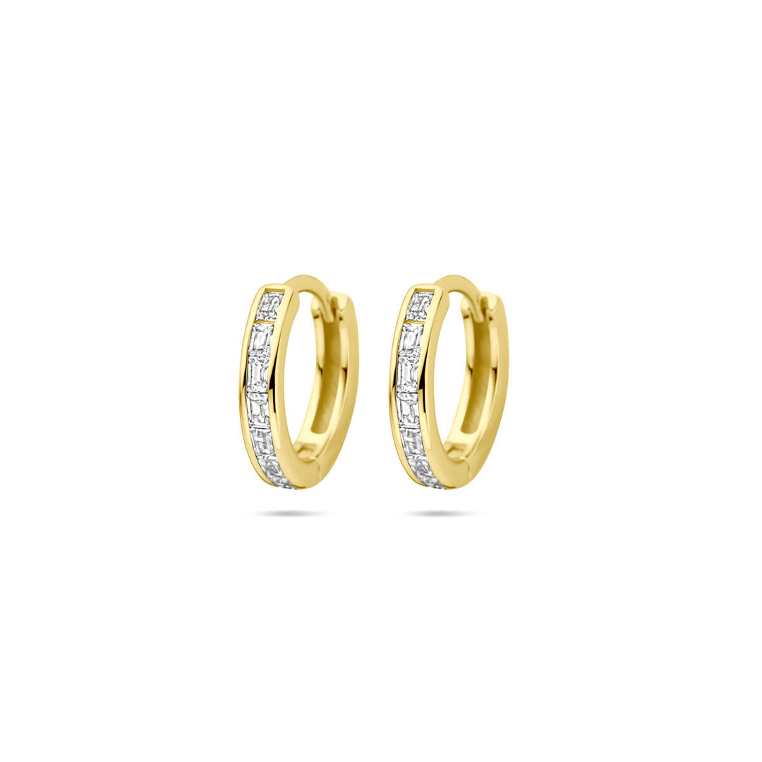 klapoorringen zirkonia 12 mm 1 micron zilver verguld (geel)