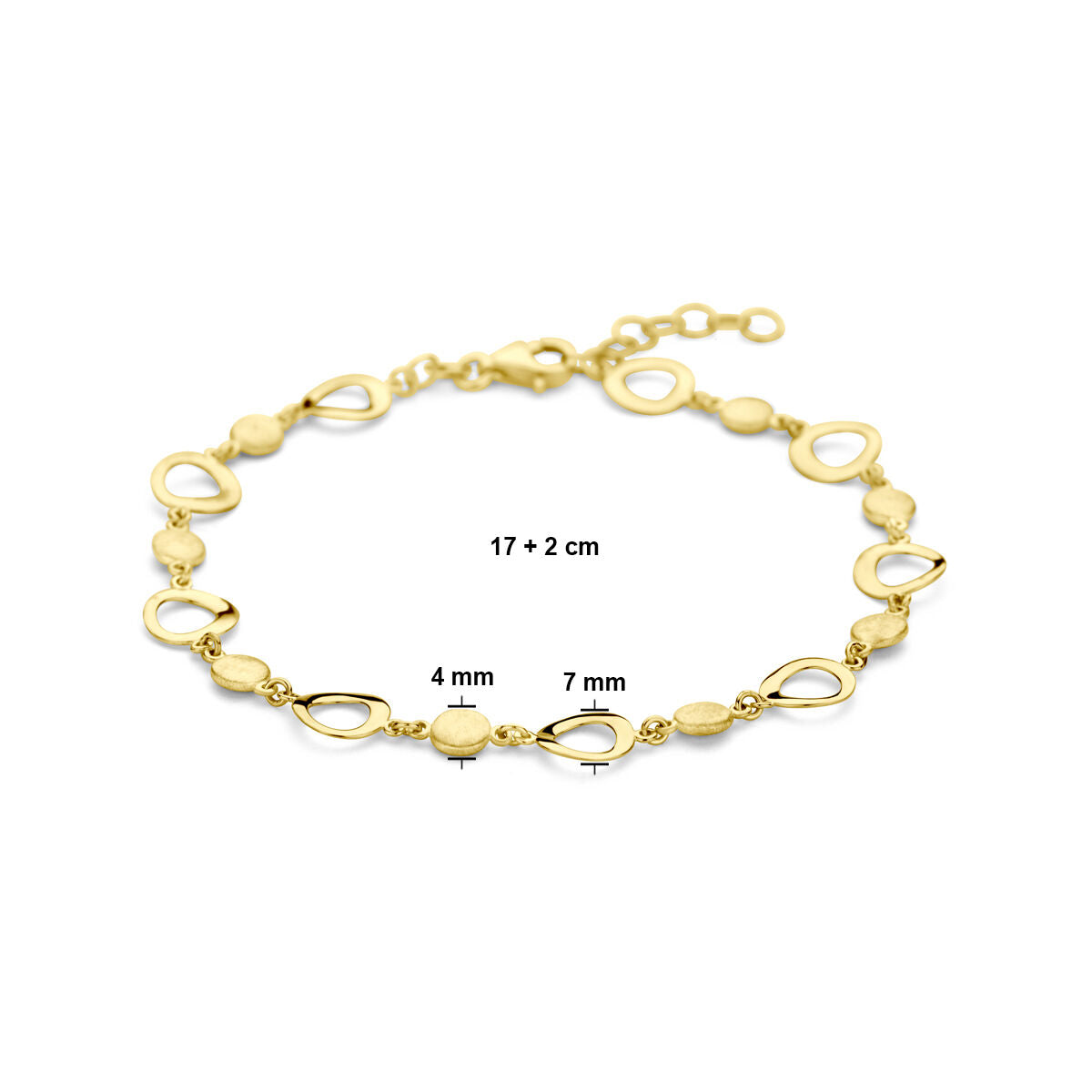 Goldarmband Damen poly/matt 14K