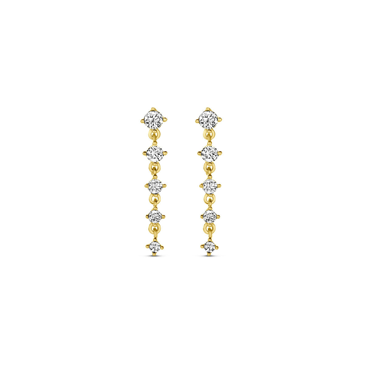 Ohrhänger aus 14K Gelbgold mit Zirkonia in einer Länge von 19 mm