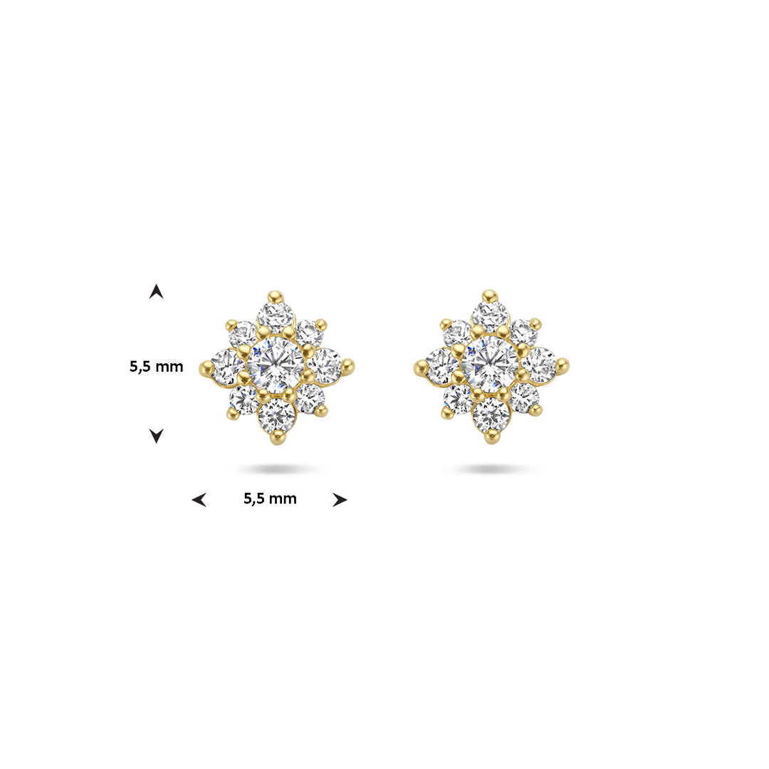 Ohrstecker Zirkonia Rosette 14K Gelbgold