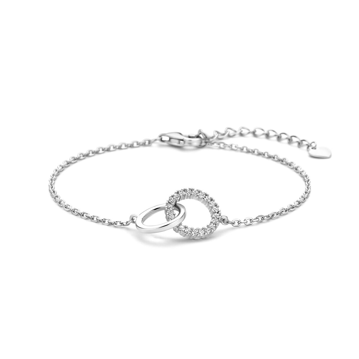 Silbernes Damenarmband aus rhodiniertem 925 Silber mit Zirkonia und herzförmigem Anhänger
