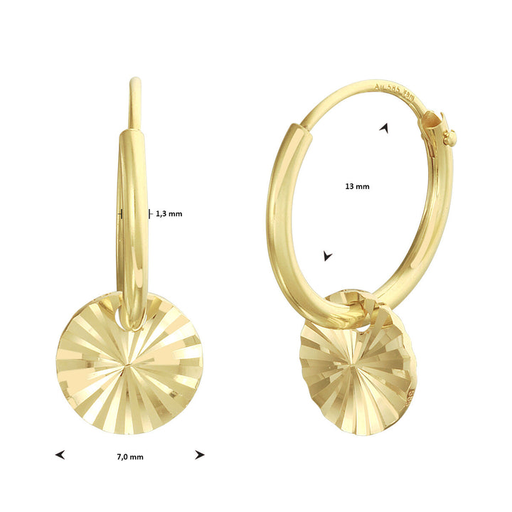 Runde Ohrringe aus 14-karätigem Gelbgold mit Diamanten