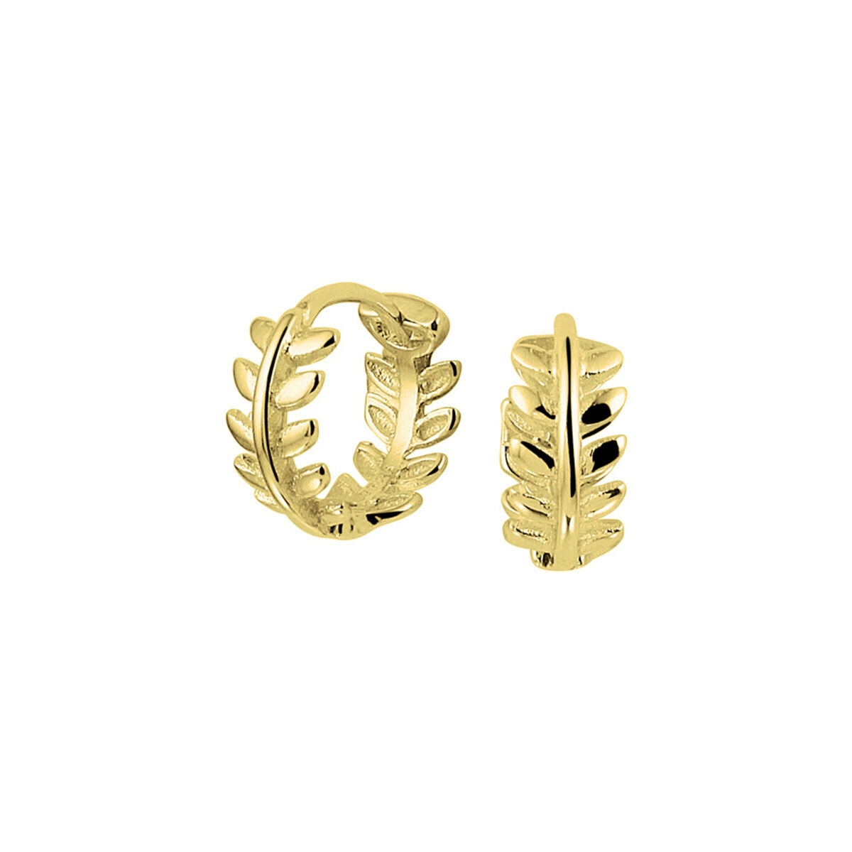 Klapp-Ohrringe aus vergoldetem Silber mit Blattmotiv in Gelbgold