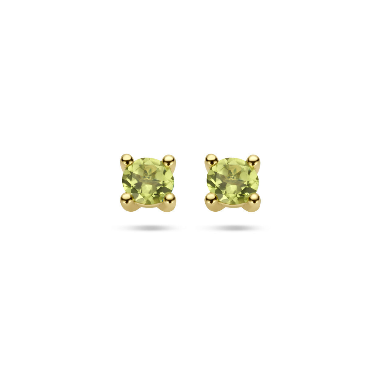 Ohrstecker aus 14K Gelbgold mit grünen Peridot-Steinen in quadratischer Form
