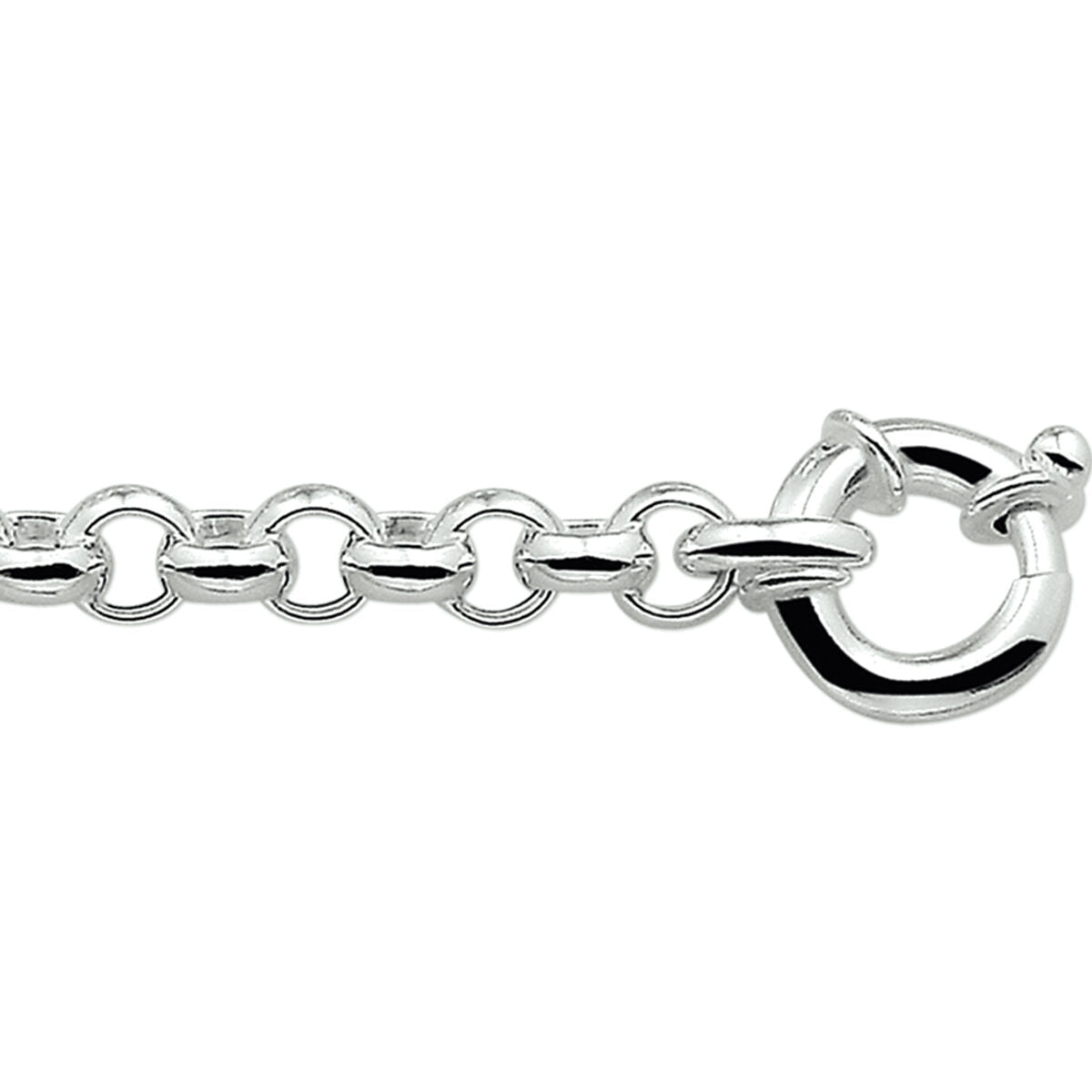 Armband aus rhodiniertem Silber mit 7 mm großen Jasseron-Gliedern und großem Karabinerverschluss