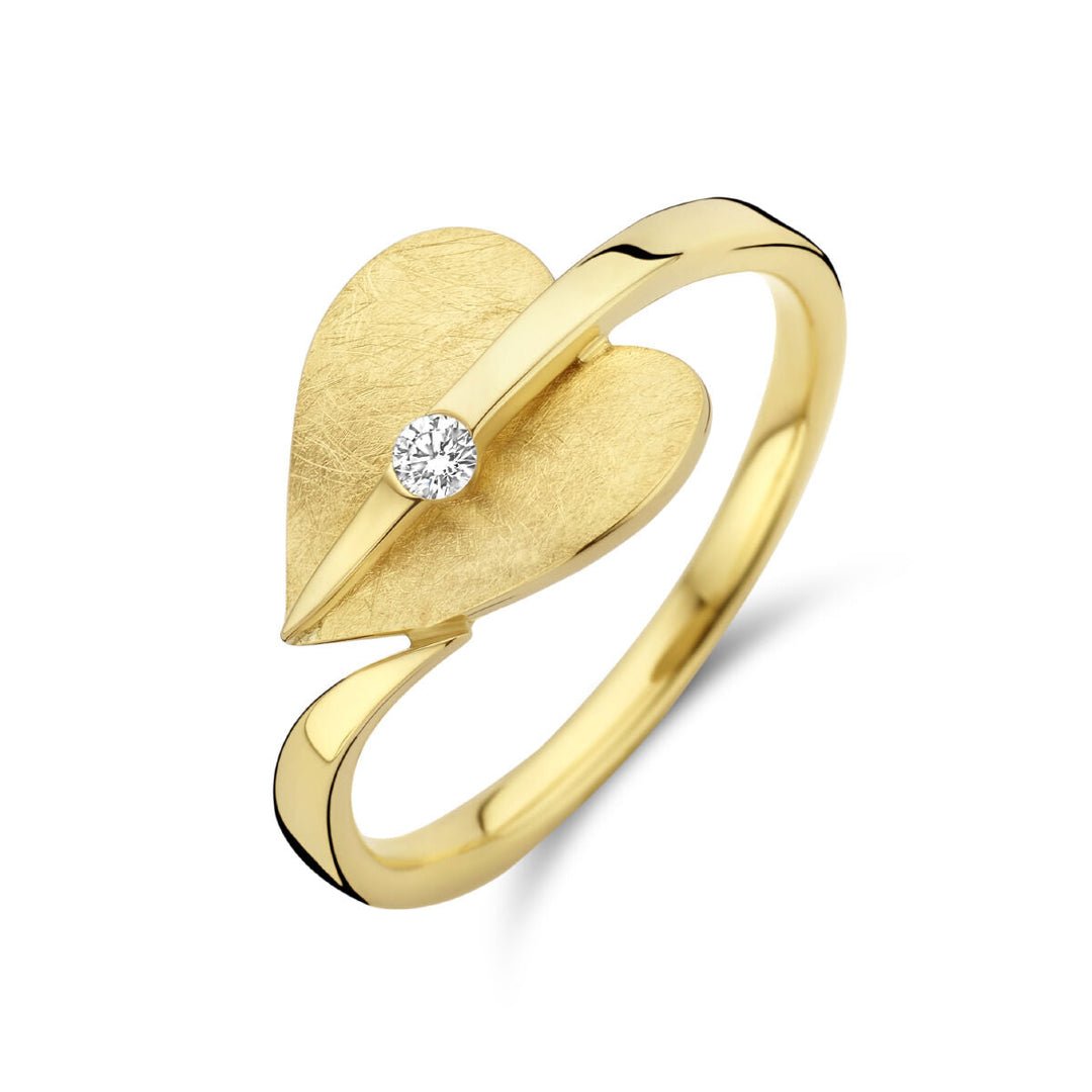 Ring Herz zerkratzter Diamant 0,04 ct h SI 14K Gelbgold