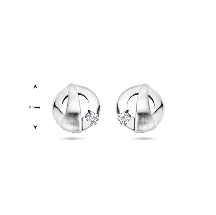 Ohrstecker Zirkonia Poly/Silber matt rhodiniert