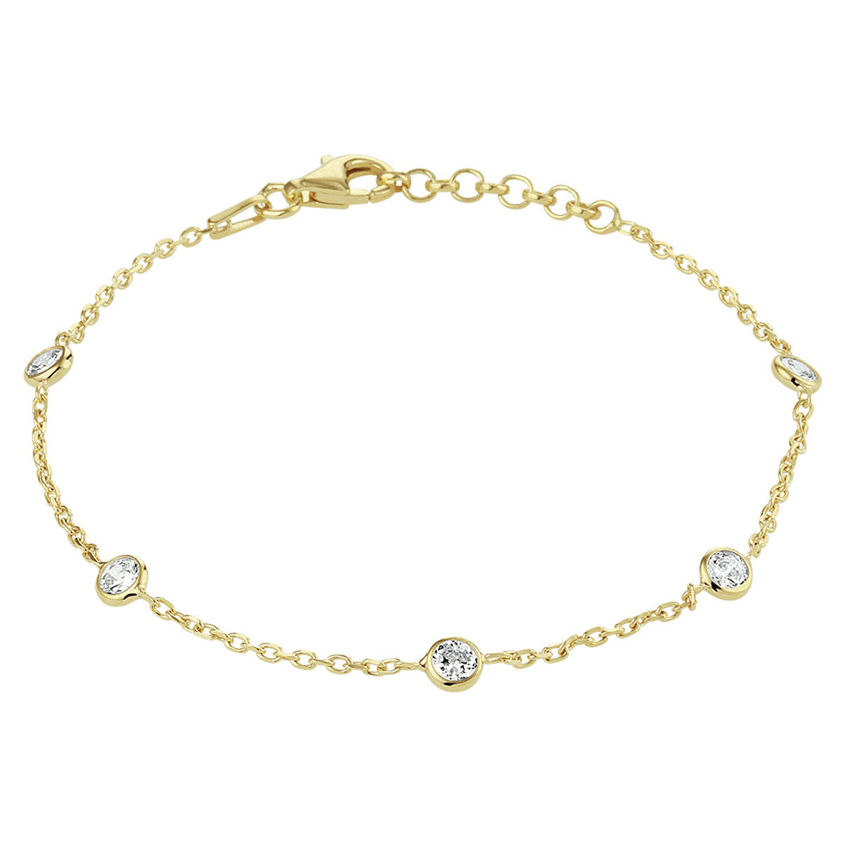 Armband aus vergoldetem Silber mit Zirkonia-Steinen, 17 + 2 cm lang