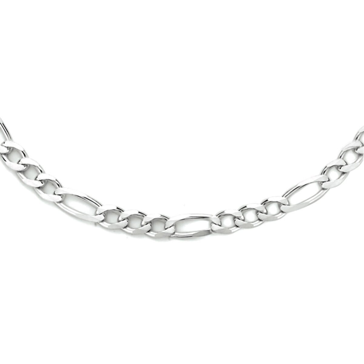 Collier aus rhodiniertem Silber mit Figaro-Gliedern, 4,0 mm breit und 50 cm lang