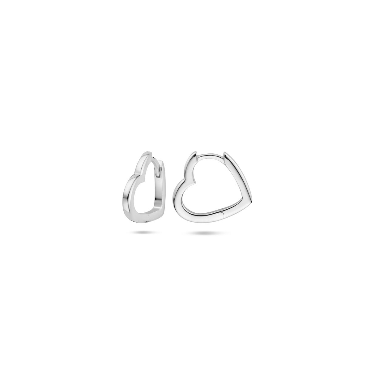 Klappcreolen Herzchen 2 mm Silber rhodiniert