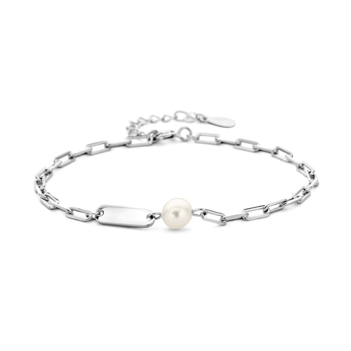 Gravurarmband Perlplättchen 4,0 mm Silber rhodiniert