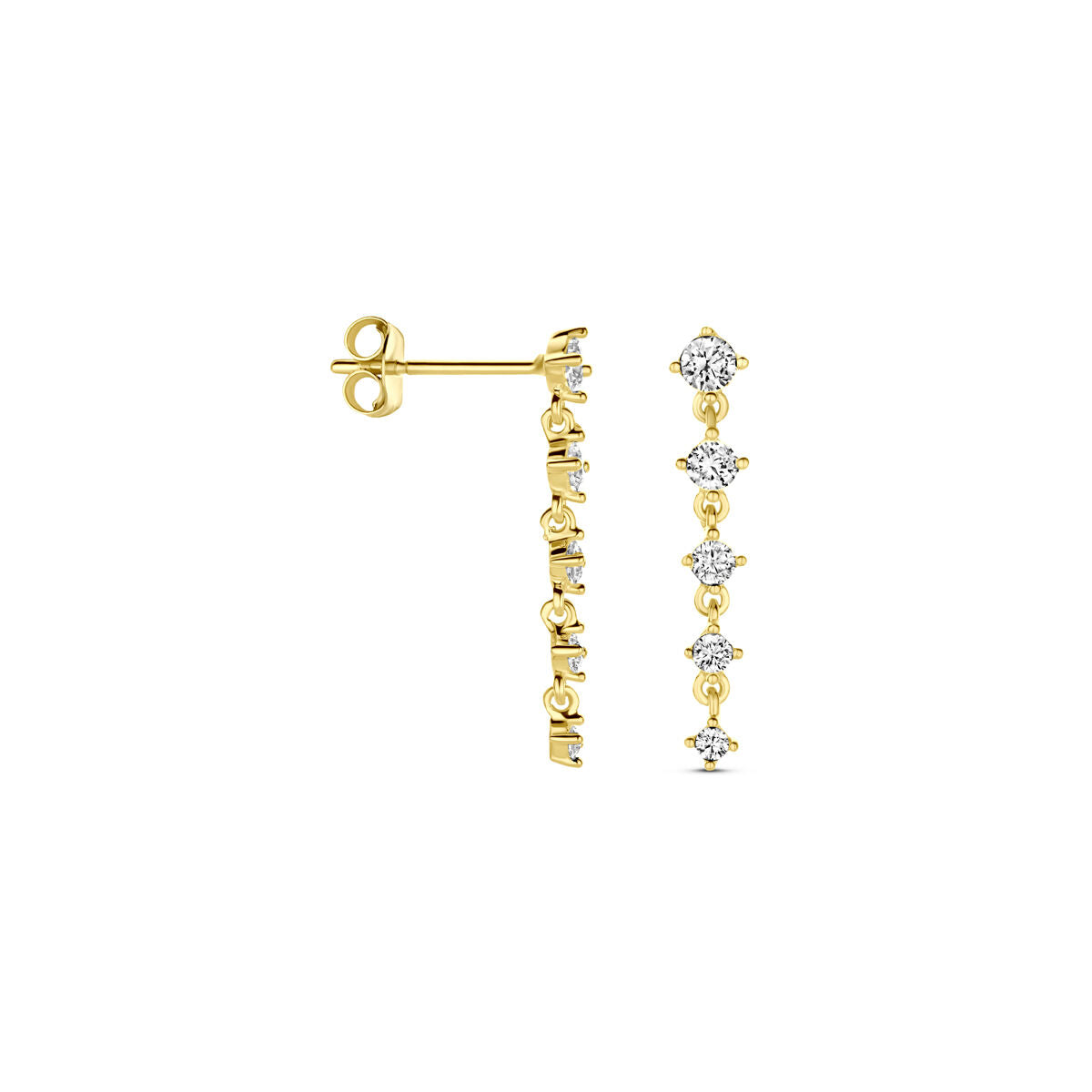 Ohrringe Zirkonia 19 mm 14K Gelbgold