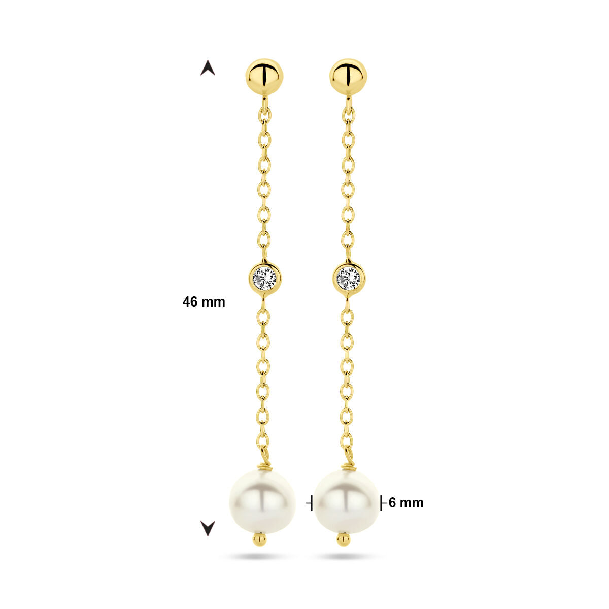 Ohrringe Perle Zirkonia 14K Gelbgold