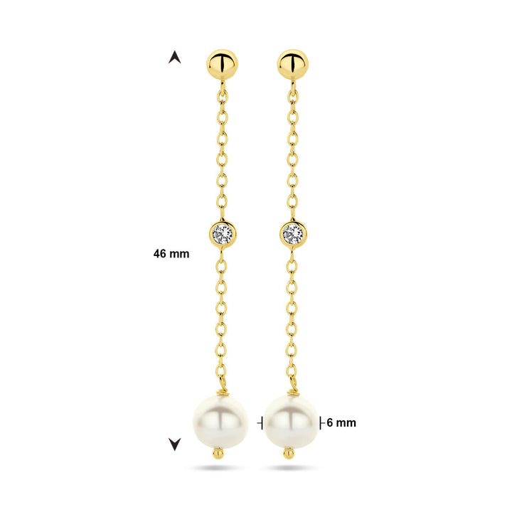Ohrringe Perle Zirkonia 14K Gelbgold