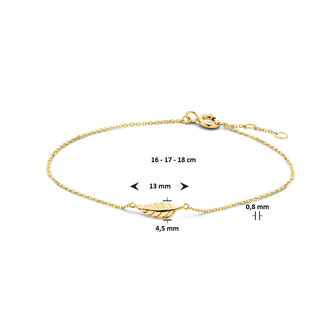 Goldarmband Damen Feder 14K