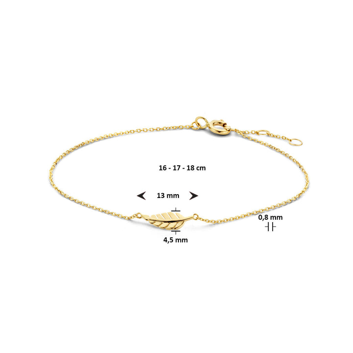 Goldarmband Damen Feder 14K