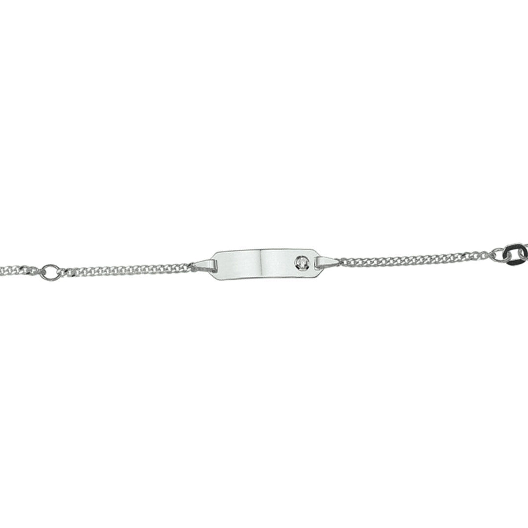 Gravurarmband Zirkonia Plättchen 5 mm 9 - 11 cm Silber rhodiniert