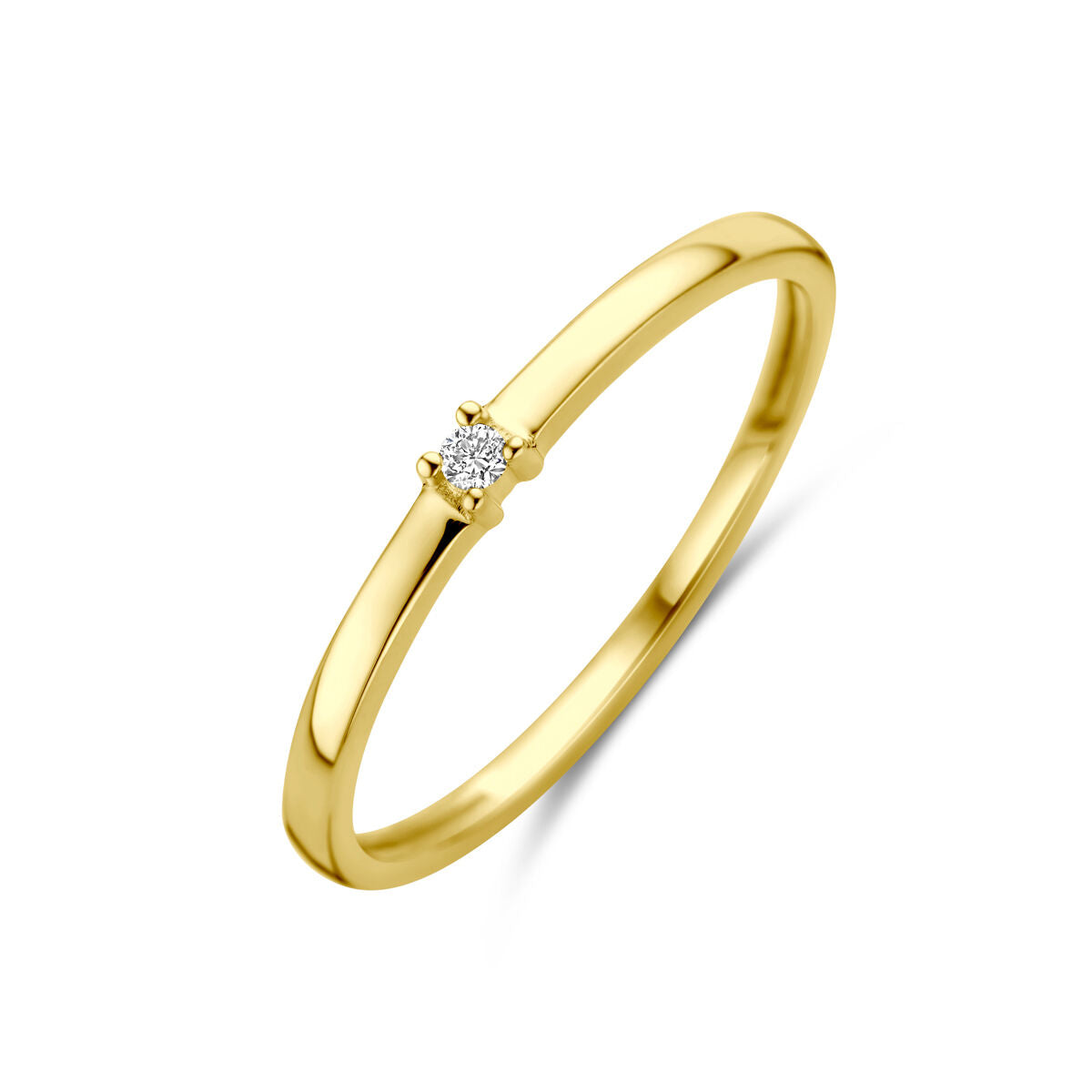 Ring aus 14K Gelbgold mit einem kleinen Diamanten von 0,02 ct in der Mitte