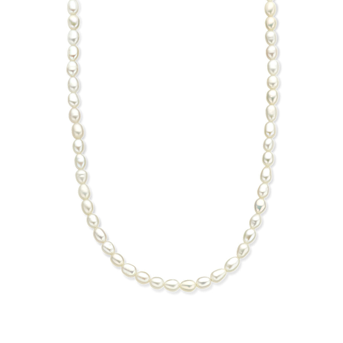 Halskette aus 14K Gold mit weißen Perlen in ovaler Form