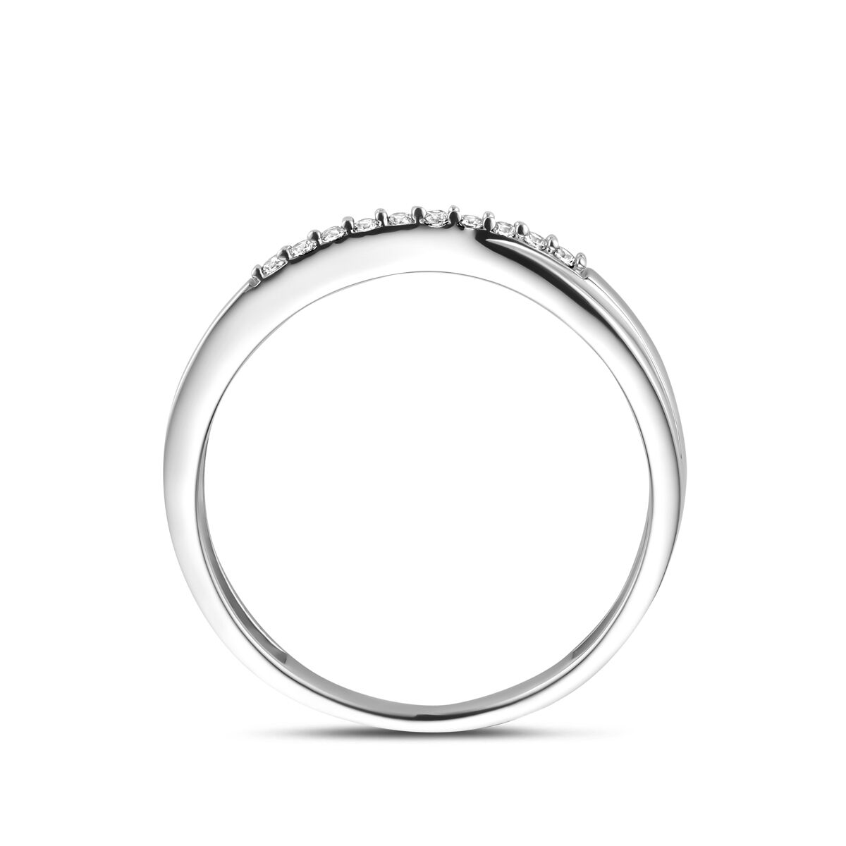 Rhodinierter Silberring mit Zirkonia im Entourage-Stil