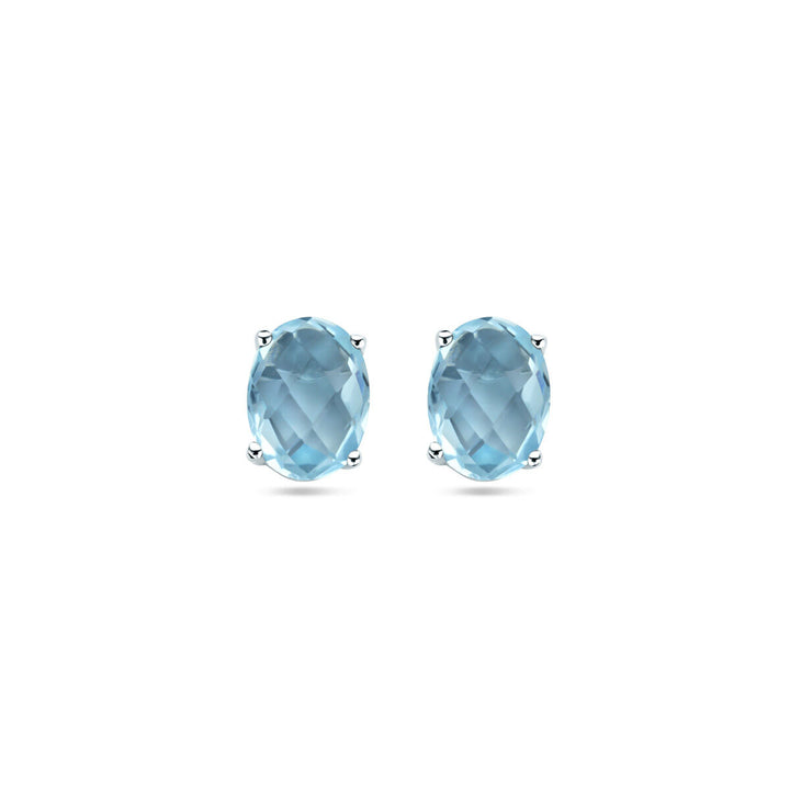 Ohrstecker Blautopas Silber rhodiniert
