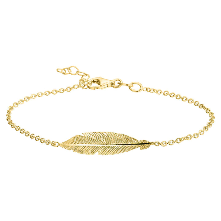 Armband Federn 16,5 + 2,5 cm 3 Mikron Silber vergoldet (gelb)