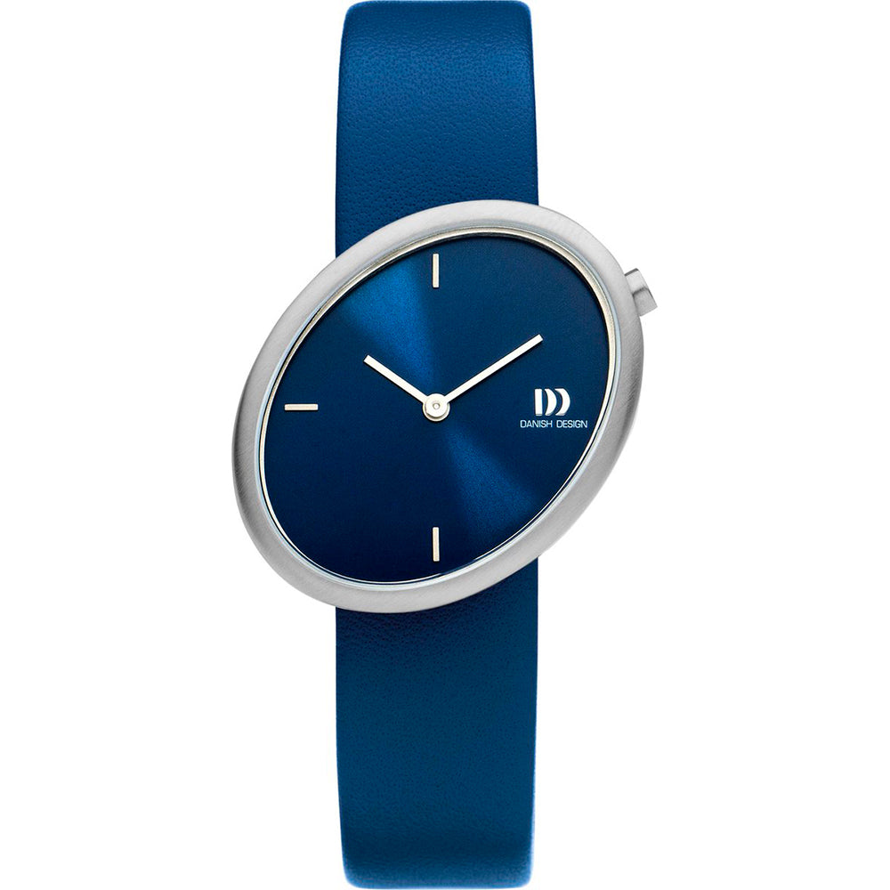 Uhr mit ovalem Gehäuse, blauem Zifferblatt und blauem Silikonarmband