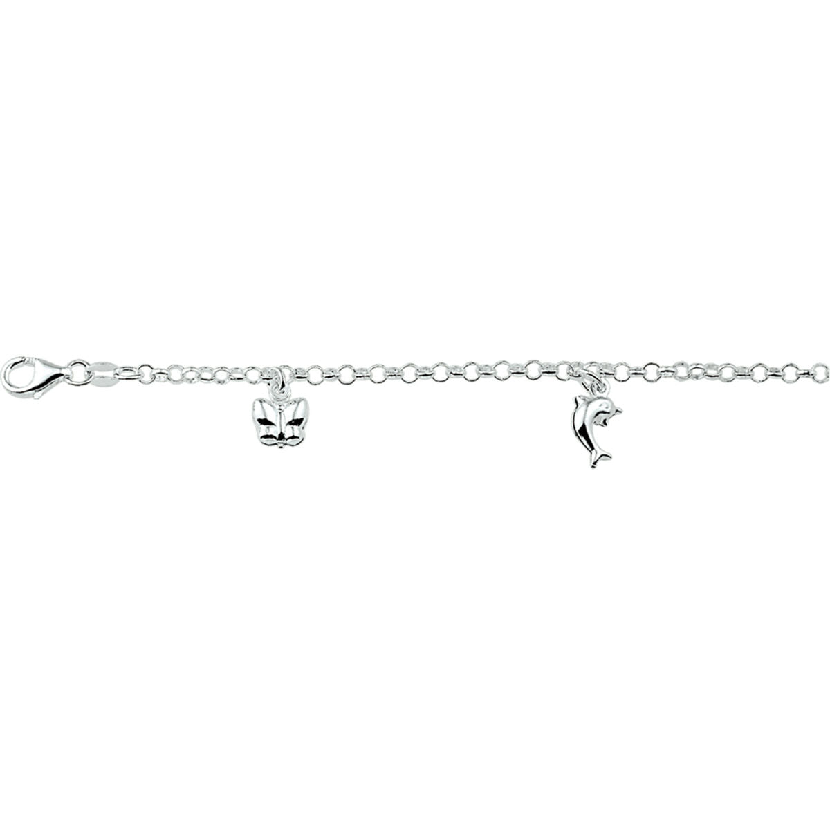 Armband verschiedene Charms 15 cm Silber rhodiniert