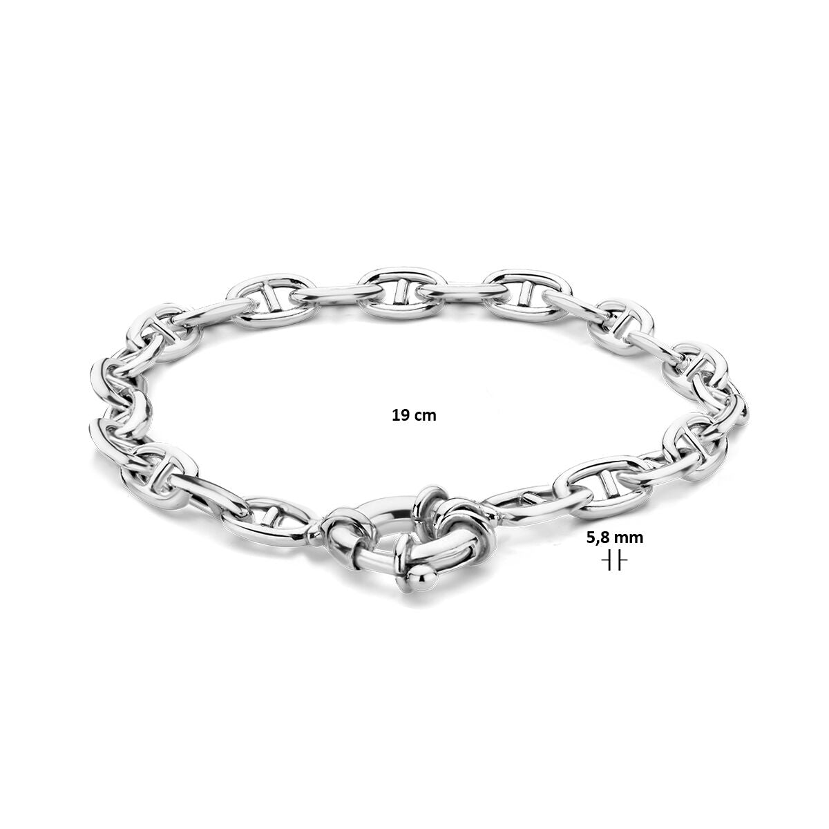 Armband Marineblau 5,8 mm 19 cm mit großer Federschließe Silber rhodiniert