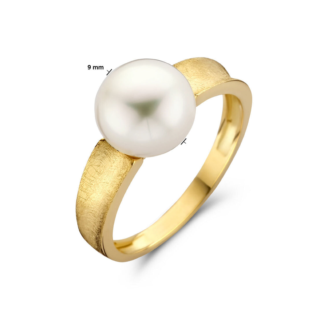 Ring Perle zerkratzt 14K Gelbgold