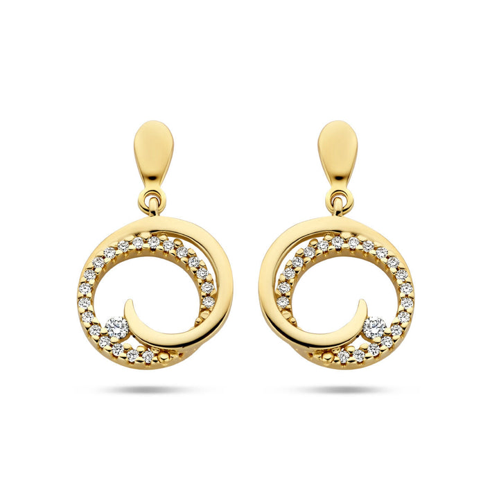 Ohrringe runder Diamant 0,14 ct (2x0,07 ct) H SI 14K Gelbgold