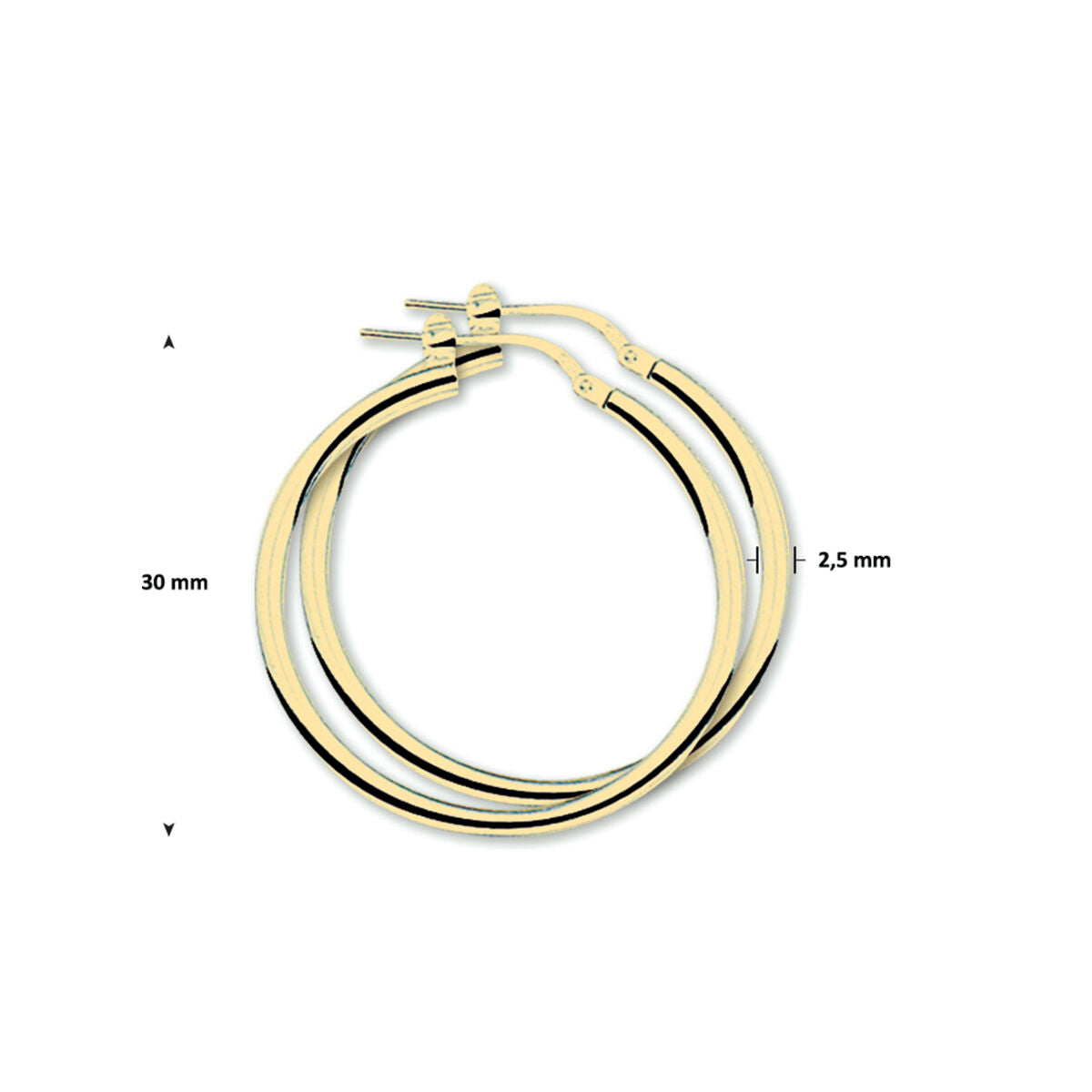 Ohrringe 2,5 mm Rundrohr 1 Mikron Silber vergoldet (gelb)