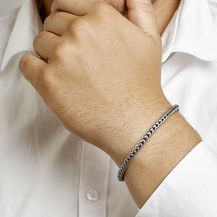 Armband Oxi Fuchsschwanz 4,5 mm Silber oxidiert