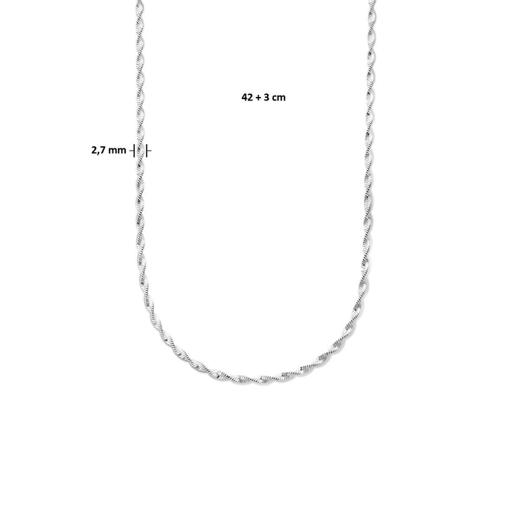Halskette 2,7 mm 42 + 3 cm Silber rhodiniert