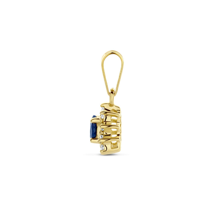 Anhänger Saphir und Zirkonia Halo 14K Gelbgold