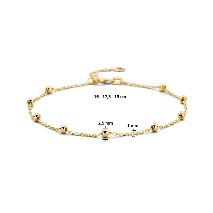 Armband Kugeln 2,5 mm 16 - 17,5 - 19 cm 14K Gelbgold