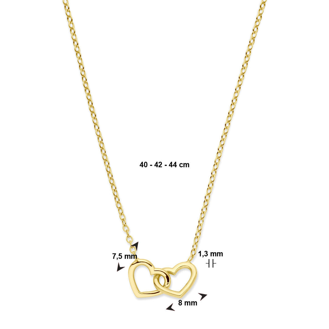 Gold Damenhalskette Herzen 14K