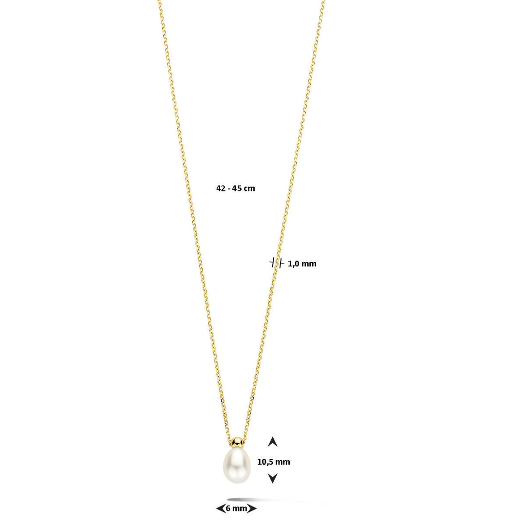 Halskette Perle 42 + 3 cm 14K Gelbgold