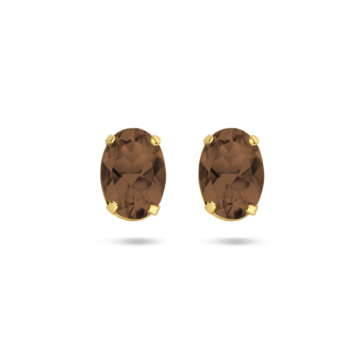 Ohrstecker aus 14K Gelbgold mit ovalen Rauchquarz-Steinen