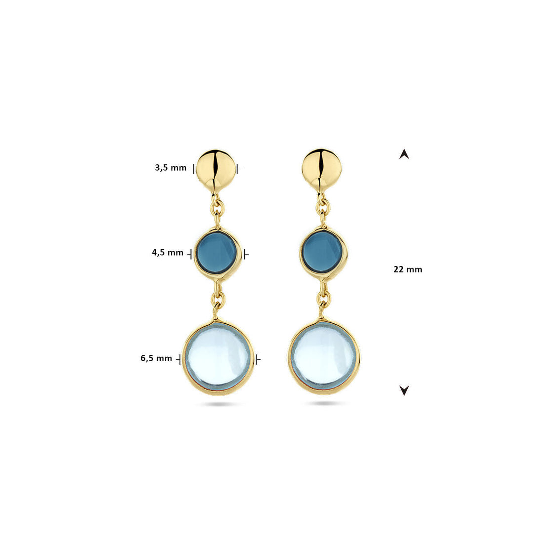 Ohrringe Blautopas und London Blue Topas 14K Gelbgold