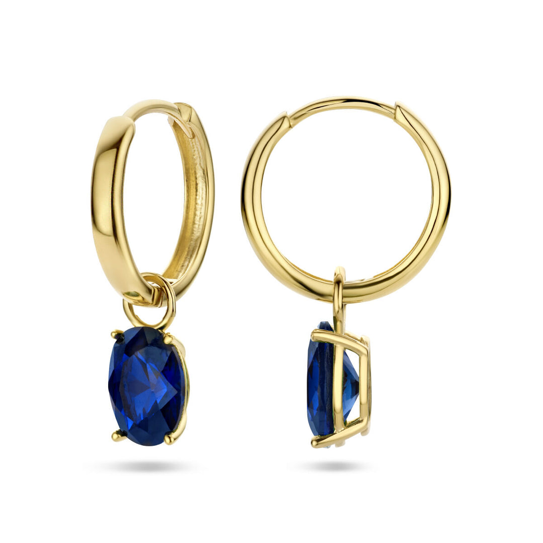 Ohrhänger mit blauem Zirkonia aus 14-karätigem Gelbgold