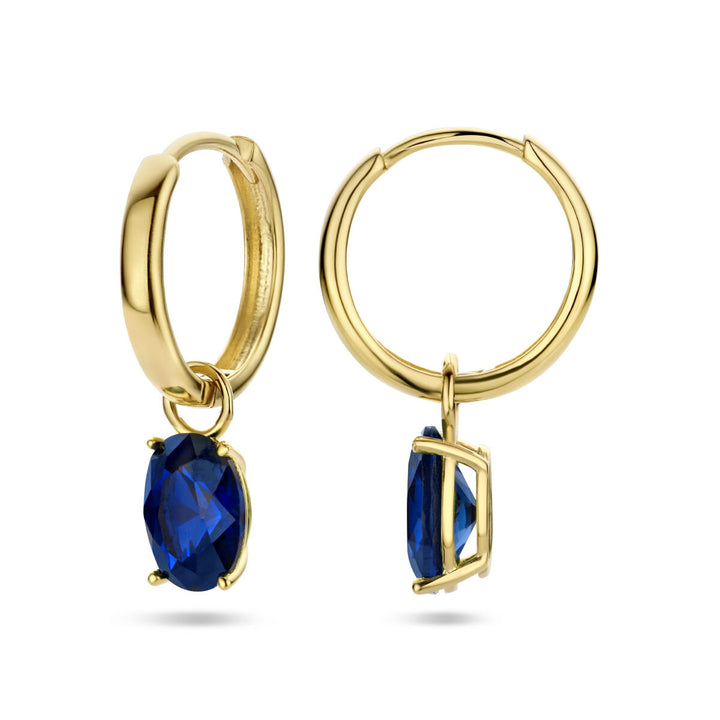Ohrhänger mit blauem Zirkonia aus 14-karätigem Gelbgold