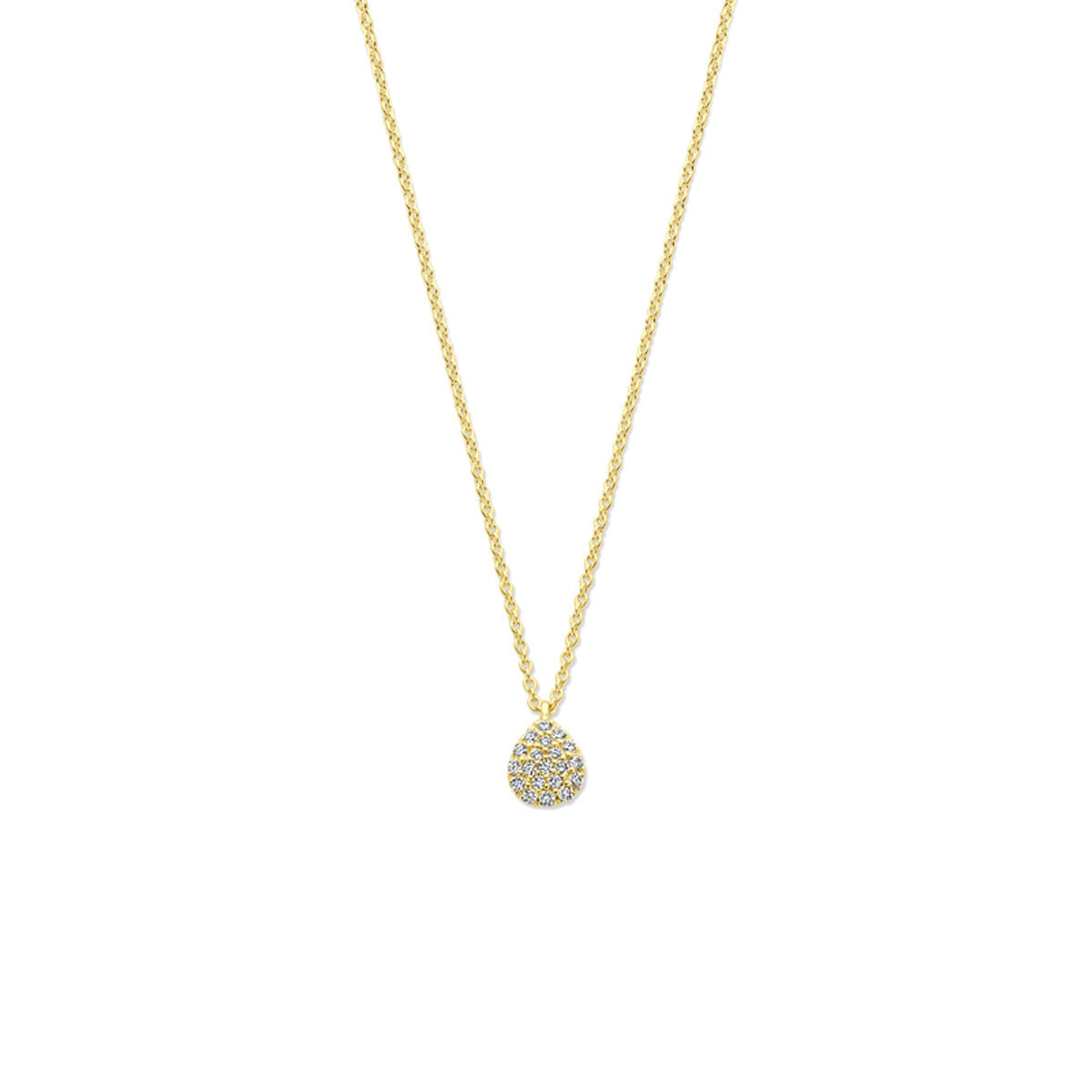 Collier mit tropfenförmigem Anhänger aus 14K Gelbgold und 0,10 ct H SI Diamanten