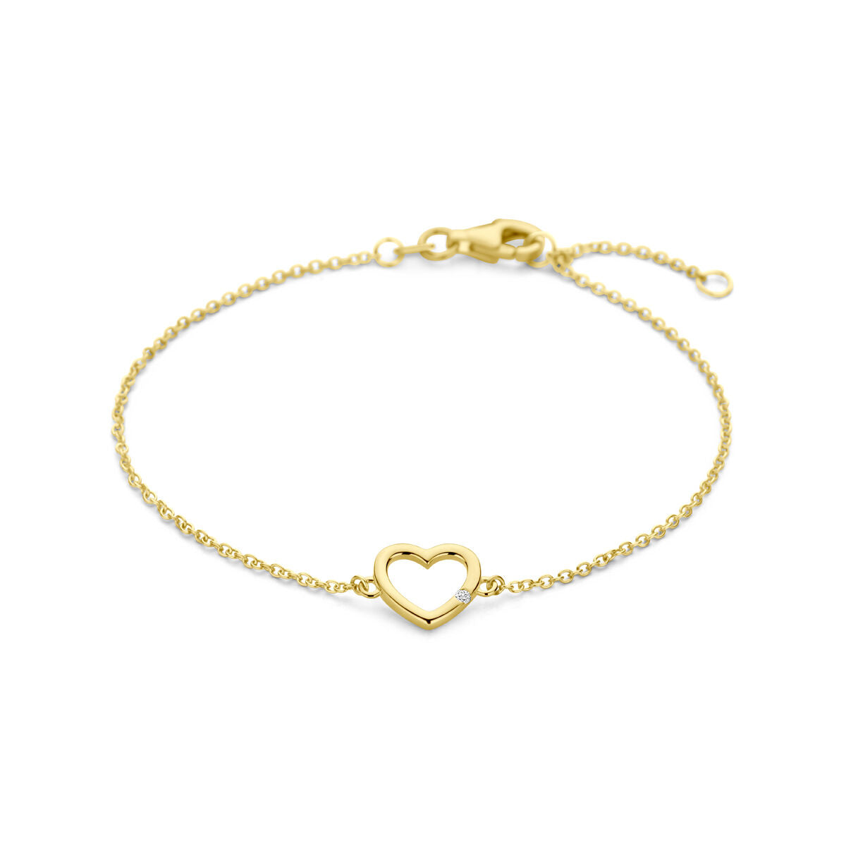 Armband aus 14K Gold mit herzförmigem Anhänger und feiner Gliederkette